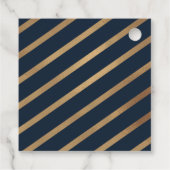 Étiquettes Cadeau Élégant Script Joyeux Noël Gold Star Marine Bleu (Dos)