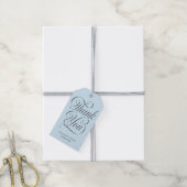 Étiquettes-cadeau Elegant Script Light Blue  Boy Baby Shower Favor (Avec de la ficelle)
