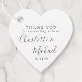 Étiquettes Cadeau Élégant Script Mariage Merci Coeur (Devant)