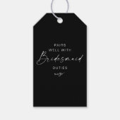 Étiquettes-cadeau Élégant script minima Bridesmaid Proposition noir (Devant)
