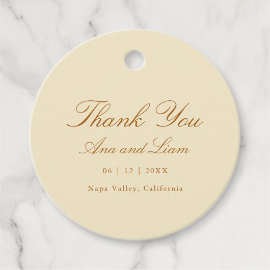 Étiquettes Cadeau Élégant Script minimal Merci moderne Mariage (Devant)