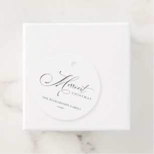 Étiquettes Cadeau Élégant Script minimal Merriest Noël Salutation