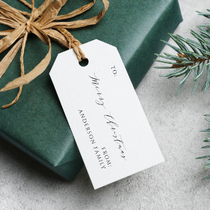 Étiquettes-cadeau Élégant script minimaliste Joyeux Noël Famille
