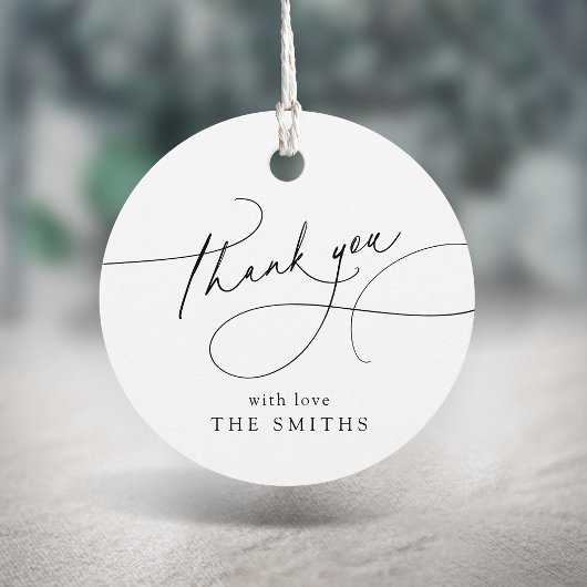 Étiquettes Cadeau Élégant Script Minimaliste Merci 