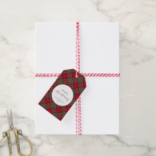 Étiquettes-cadeau Élégant Script Plaid Stewart Tartan (Avec de la ficelle)