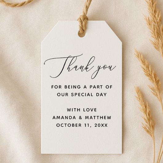 Étiquettes-cadeau Élégant script propre. Merci Mariage minimaliste