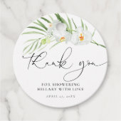 Étiquettes Cadeau Élégant Shower de Mariage à l'Orchidée Blanche (Devant)