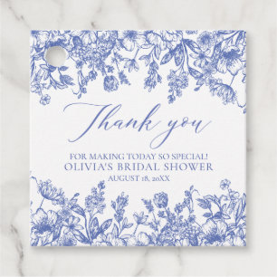 Étiquettes Cadeau Élégant shower de mariage floral bleu victorien fr