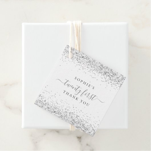 Étiquettes Cadeau Elégant Silver Parties scintillant Nom Vingt premi (En situation)