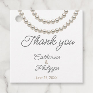 Étiquettes Cadeau Elégant Silver Pearl Wedding Favoriser Tags