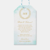 Étiquettes-cadeau Elégant simple Monogramme Turquoise Mariage Accuei (Devant)