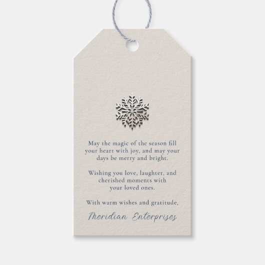 Étiquettes-cadeau Élégant Snowflake Holiday Message personnalisable (Devant)