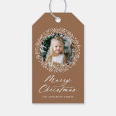Étiquettes-cadeau Élégant Snowflake Wreath Gingerbread Photo de vaca (Devant)