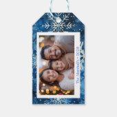 Étiquettes-cadeau Élégant Snowflakes Bleu Noël (Devant)