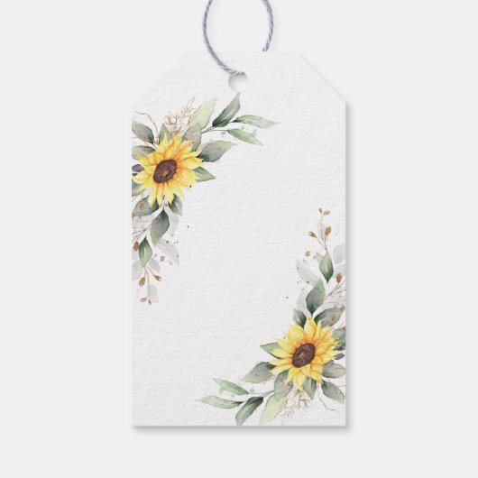 Étiquettes-cadeau Elegant Sunflower Greenery Bridal Shower Thank You (Dos)