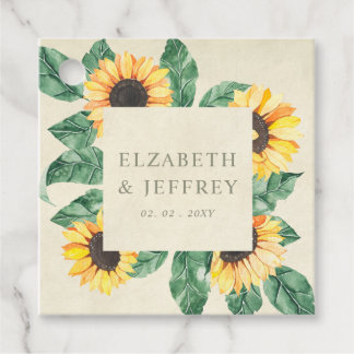 Étiquettes Cadeau Elegant Sunflowers Garden Floral Wedding