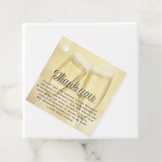 Étiquettes Cadeau Elégant Toast Champagne Mariage photo Merci (En situation)