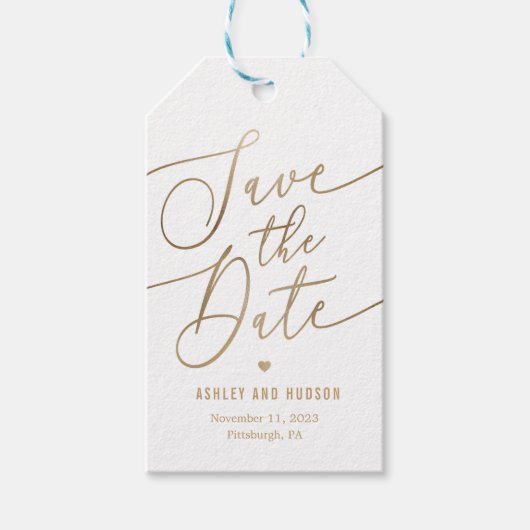 Étiquettes-cadeau Élégant Touch Couleur modifiable Enregistrer La Da (Devant)