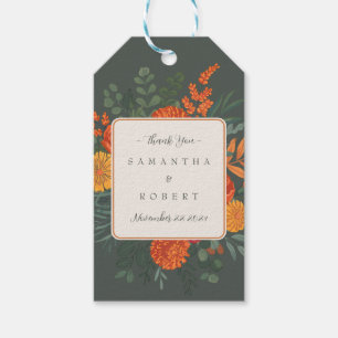 Étiquettes-cadeau Élégant Turquoise en terre cuite automne Floral Ma