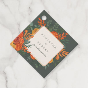 Étiquettes Cadeau Élégant Turquoise en terre cuite automne Floral Ma