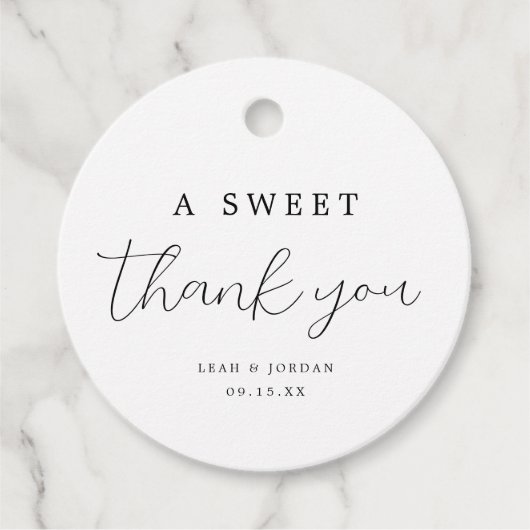 Étiquettes Cadeau Élégant Un Merci Doux Favoriser Mariage (Devant)