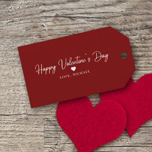 Étiquettes-cadeau Élégant Valentines Jour Simple Coeur Script