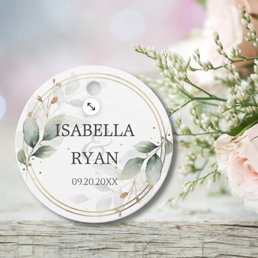 Étiquettes Cadeau ÉLÉGANT verdure Feuille Mariage or Merci