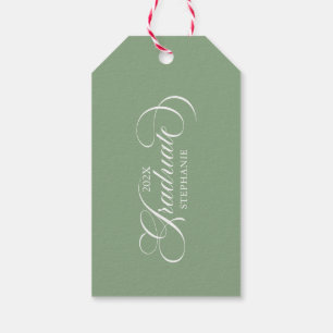 Étiquettes-cadeau Élégant Vert Vert Élégant Typographie de script bl