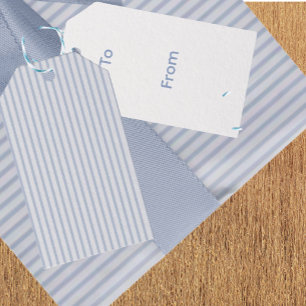 Étiquettes-cadeau Élégant Vintage Bleu Défraîchi Rayé Toute Occasion