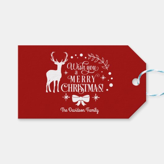 Étiquettes-cadeau Elégant Vous Souhaite Un Joyeux Monogramme DE NOËL (Devant (Horizontal))