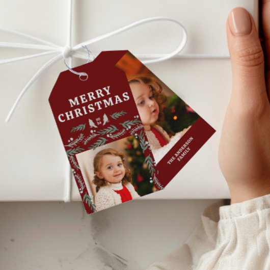 Étiquettes-cadeau Elégante À feuillage persistant Garland Border Deu