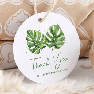Étiquettes Cadeau Elégante aquarelle Baby shower de palme tropicale