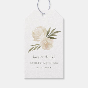 Étiquettes-cadeau Elégante aquarelle blanche Floral Mariage Tags cad