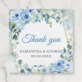 Étiquettes Cadeau Elégante aquarelle bleu vert fleuri et or (Dos)