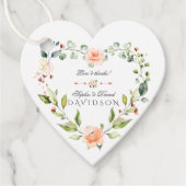 Étiquettes Cadeau Elégante aquarelle Coral Fleurs Mariage de couronn (Devant)