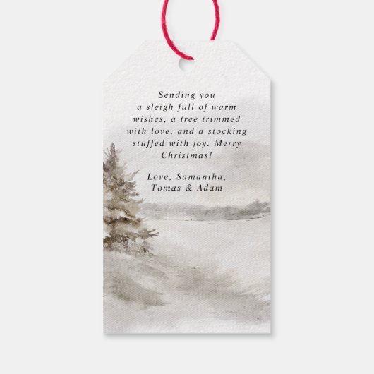 Étiquettes-cadeau Elégante aquarelle de cerf floral Joyeux Noël (Dos)