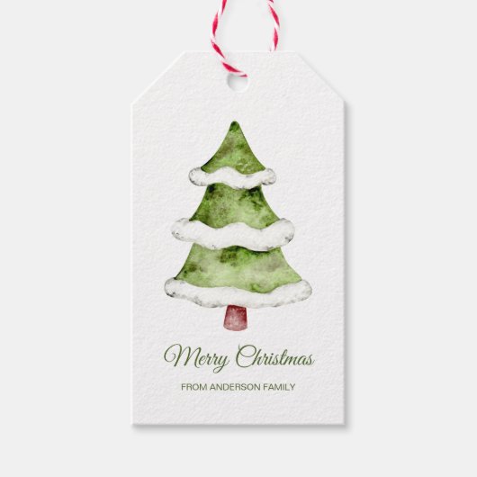 Étiquettes-cadeau Elégante aquarelle de Noël (Devant)