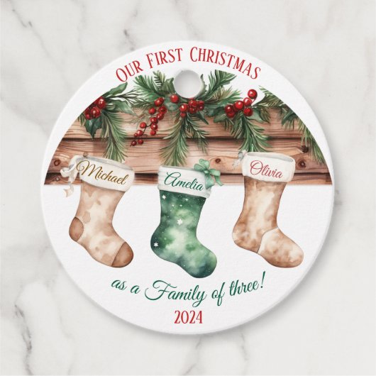 Étiquettes Cadeau Elégante aquarelle de Noël Botanique (Devant)