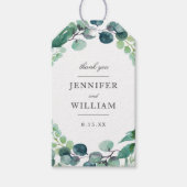 Étiquettes-cadeau Elégante aquarelle feuillue Botanique Vert Mariage (Devant)