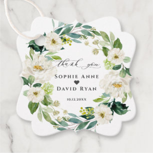 Étiquettes Cadeau Elégante aquarelle Fleurs blanches Mariage de cour