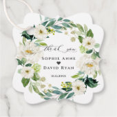 Étiquettes Cadeau Elégante aquarelle Fleurs blanches Mariage de cour (Devant)