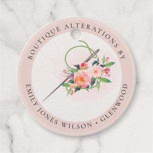 Étiquettes Cadeau Elégante Aquarelle rose Aiguille Flore