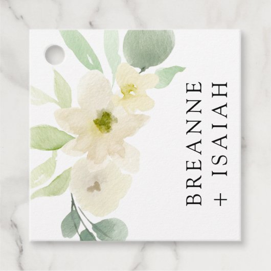 Étiquettes Cadeau Elégante Aquarelle Simple Verdure Mariage Faveur G (Devant)