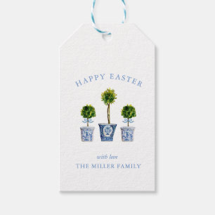 Étiquettes-cadeau Elégante aquarelle Topiary Joyeux Pâques
