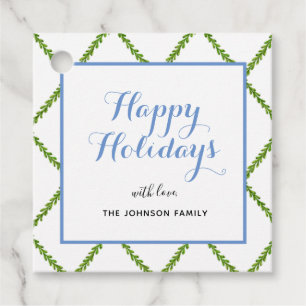 Étiquettes Cadeau Elégante aquarelle Trellis Happy Holiday carré