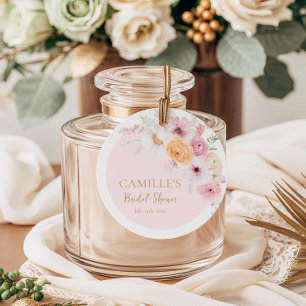 Étiquettes Cadeau Élégante Baby Shower Rose Jardin de Mariée