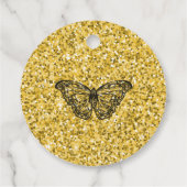 Étiquettes Cadeau Elégante Black Gold Butterflies 40e fête d'anniver (Dos)