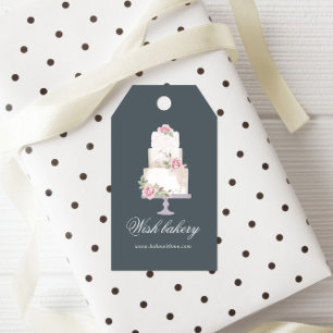 Étiquettes-cadeau Élégante Boulangerie Monogramme De Gâteau À Trois 