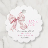 Étiquettes Cadeau Elégante Bow rose & Pearls Merci (Devant)