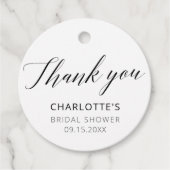 Étiquettes Cadeau Élégante calligraphie Merci noir et blanc (Devant)